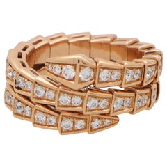  Bvlgari, bague Viper Serpenti vintage en or rose et diamants