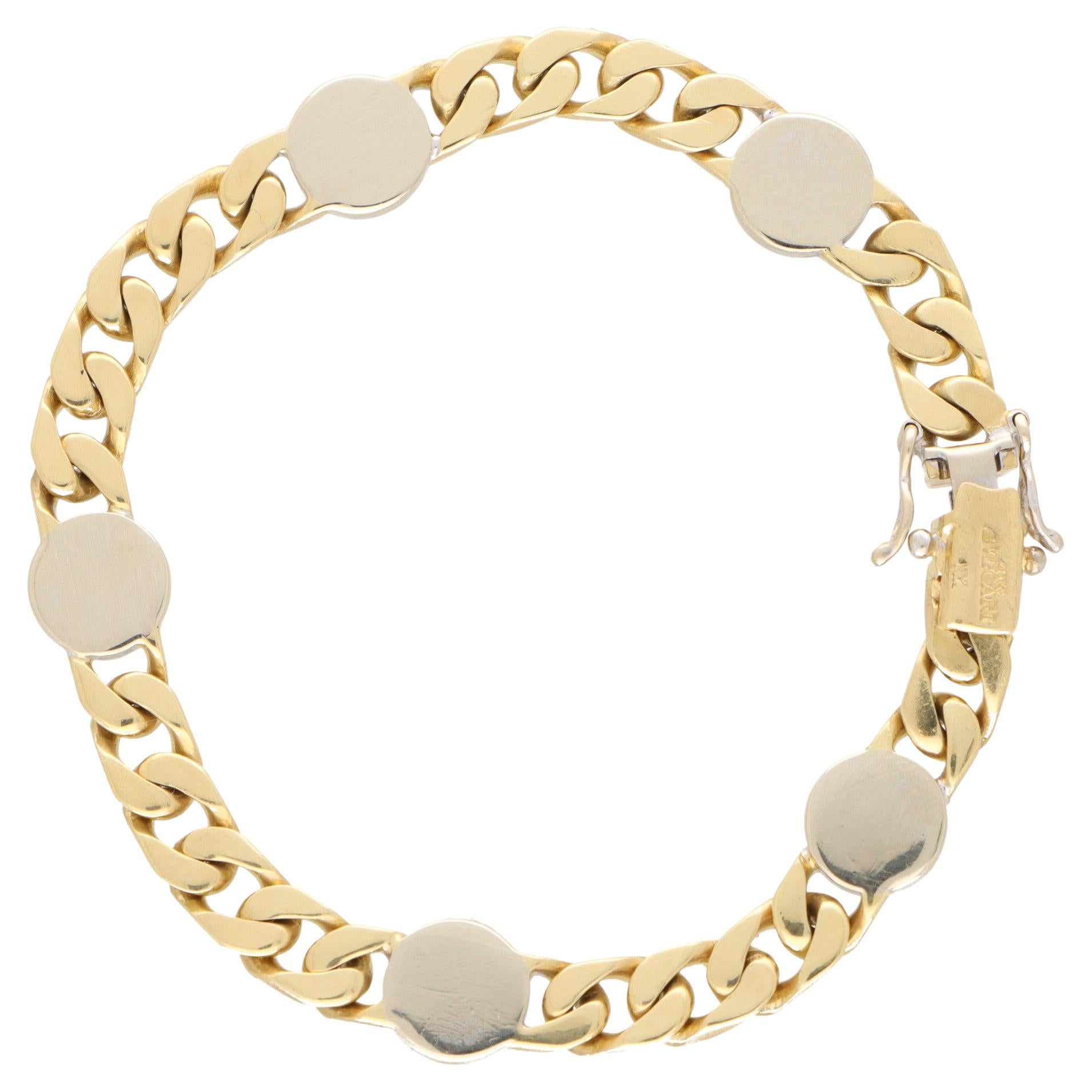 Vintage Bvlgari Disc Bracelet Set in 18k White and Yellow Gold For Sale