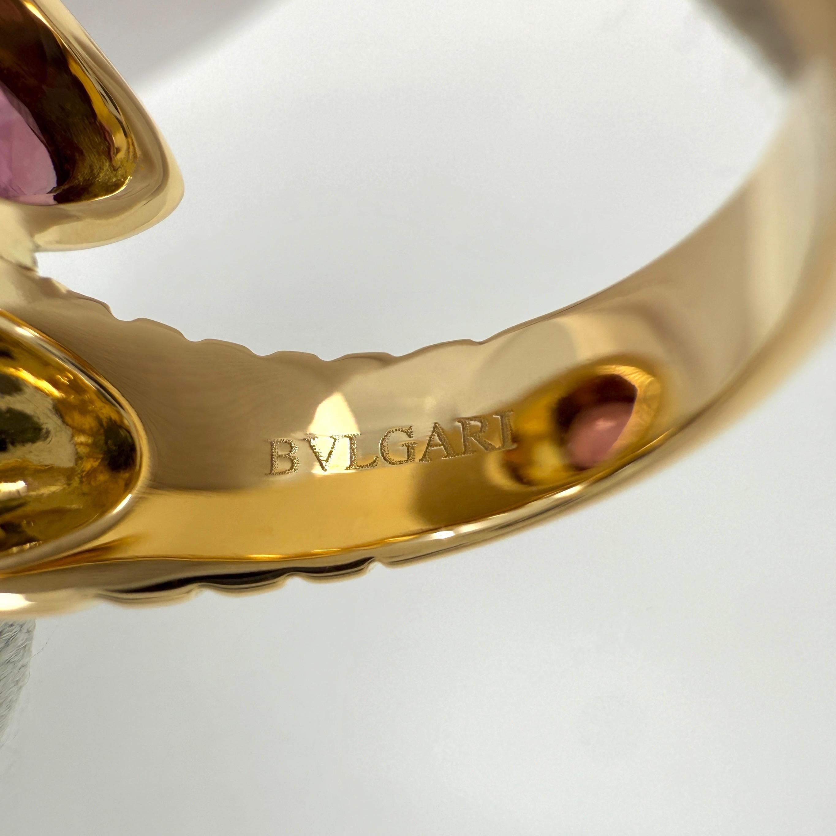 Vintage Bvlgari Doppio Baccellato Turmalin & Topas 18k Gelbgold Bypass Ring im Angebot 2
