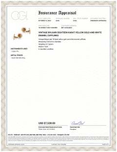 Vintage Bvlgari Eighteen Karat Yellow Gold and White Enamel Cufflinks