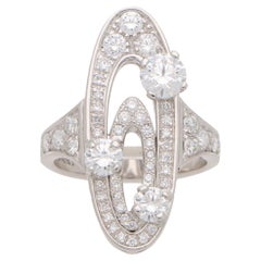 Vintage Bvlgari Elisia Diamond Cocktail Ring Set in 18k White Gold