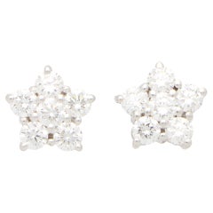 Vintage Bvlgari Floral Cluster Stud Earrings Set in 18k White Gold