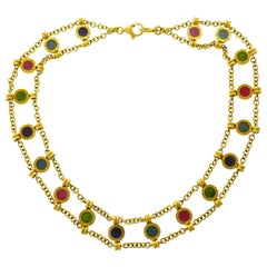 Vintage Bvlgari Gems Yellow Gold Necklace Bulgari