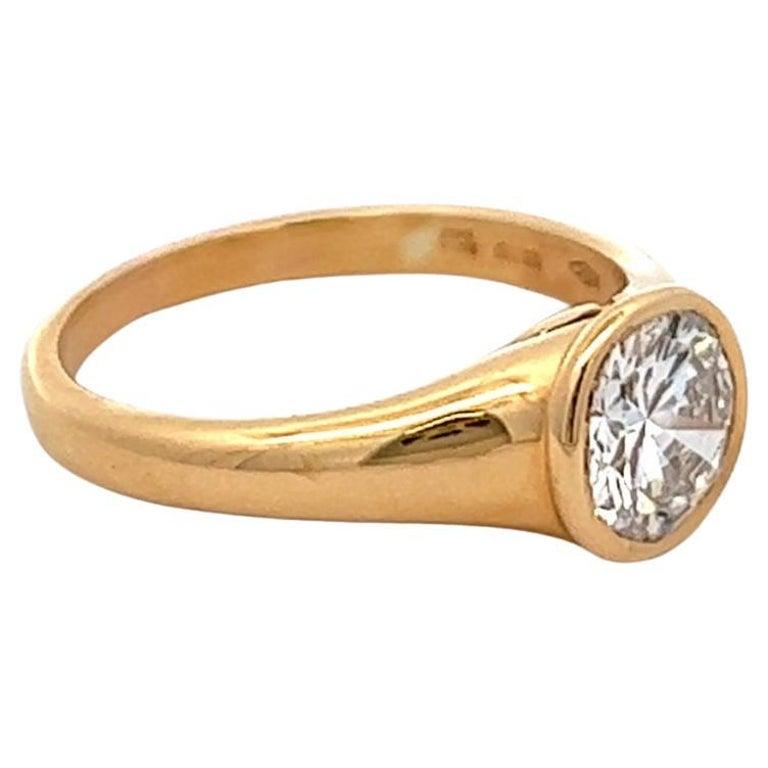 Vintage Bvlgari GIA 1.00 Carat Round Brilliant Cut Diamond 18k Yellow Gold Ring 1