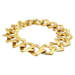 Vintage Bvlgari Italian 18 Karat Yellow Gold Square Link Bracelet