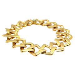 Quadratisches italienisches Bvlgari-Gliederarmband aus 18 Karat Gelbgold