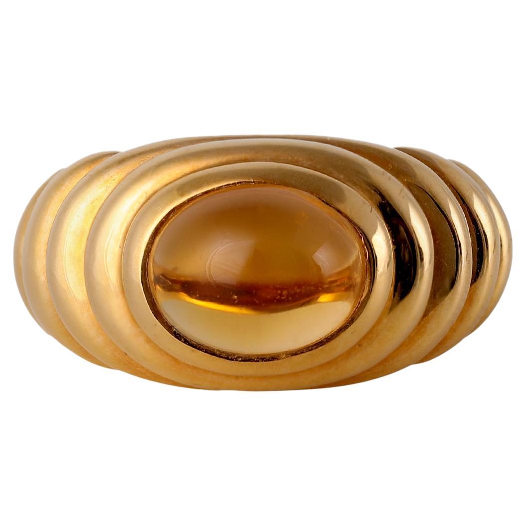 Vintage Bvlgari Italian Citrine 18k Yellow Gold Doppio Dome Ring