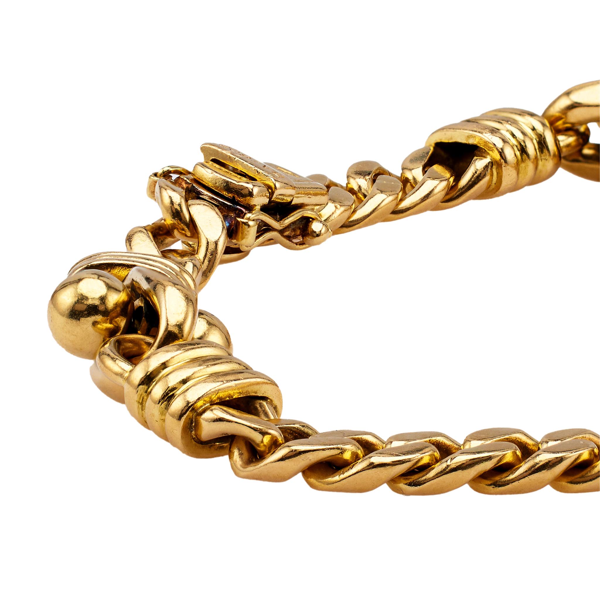 Vintage Bvlgari Italy 18k Yellow Gold Chain Link Bracelet For Sale 1