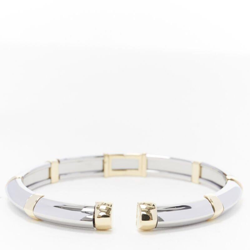 Vintage BVLGARI JEWELLERY 18k Weiß-Gelbgold-Armreif mit Scharnier-Manschettenarmband Damen im Angebot