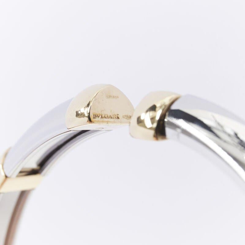 Vintage BVLGARI JEWELLERY 18k Weiß-Gelbgold-Armreif mit Scharnier-Manschettenarmband im Angebot 4