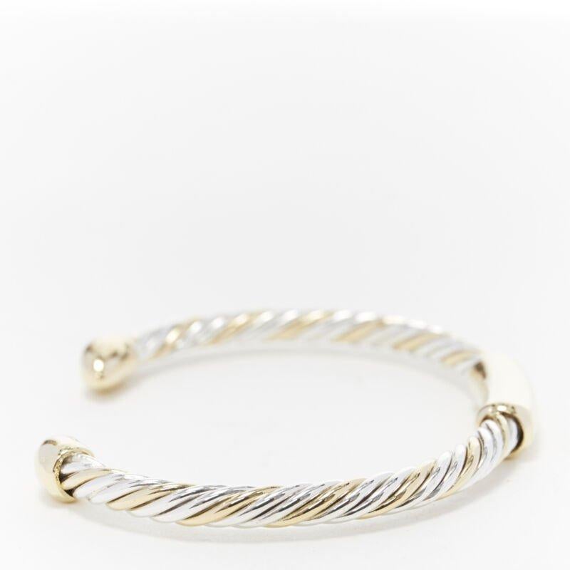 Vintage BVLGARI JEWELLERY 18k white yellow gold twist bangle cuff bracelet In Good Condition For Sale In Hong Kong, NT