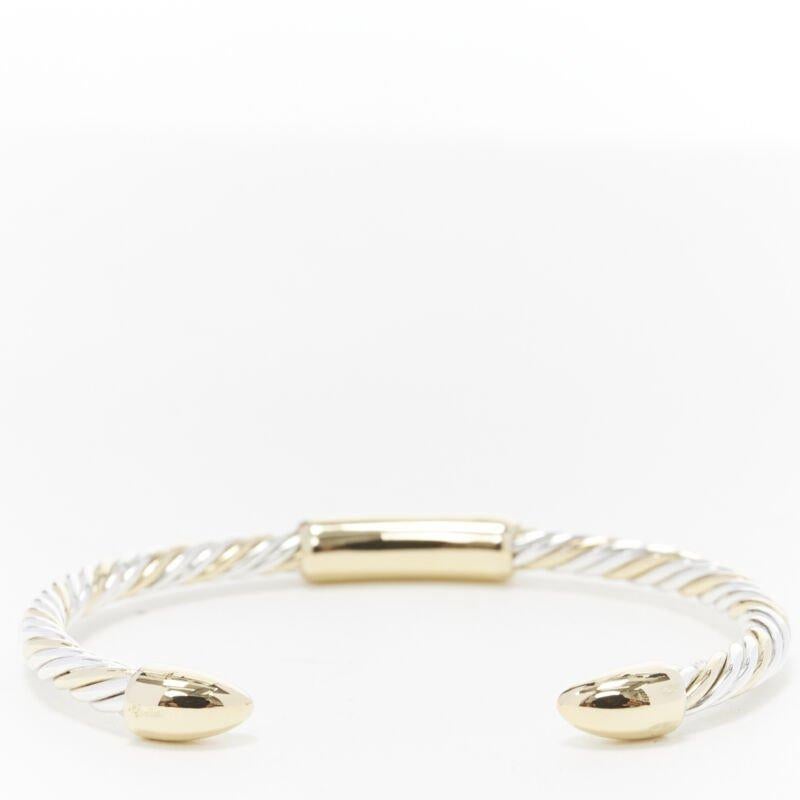 Women's Vintage BVLGARI JEWELLERY 18k white yellow gold twist bangle cuff bracelet For Sale