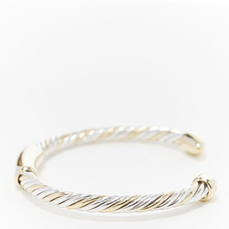 Vintage BVLGARI JEWELLERY 18k white yellow gold twist bangle cuff bracelet For Sale 1