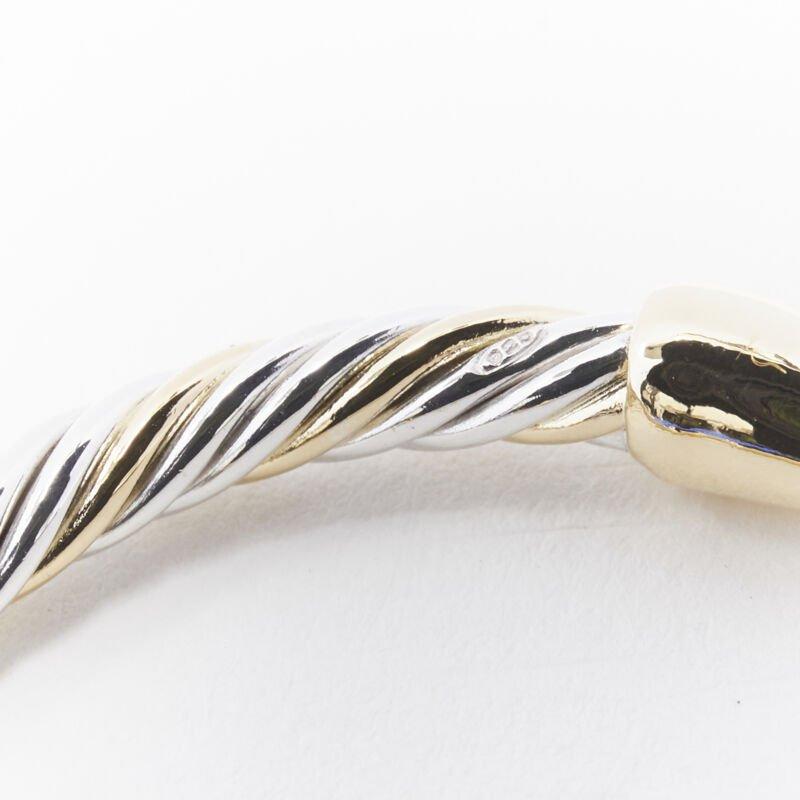 Vintage BVLGARI JEWELLERY 18k white yellow gold twist bangle cuff bracelet For Sale 4