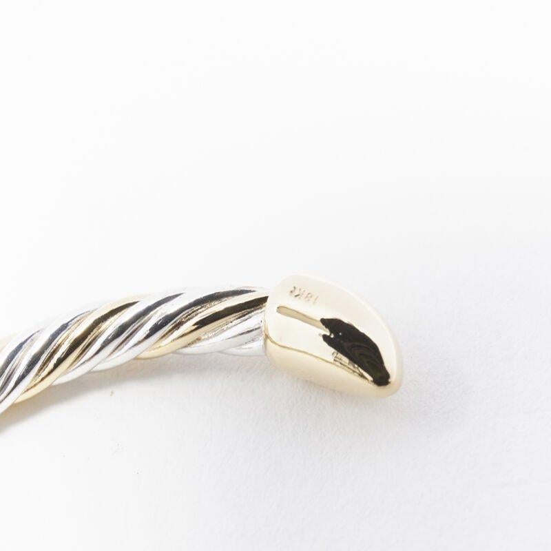 Vintage BVLGARI JEWELLERY 18k white yellow gold twist bangle cuff bracelet For Sale 5