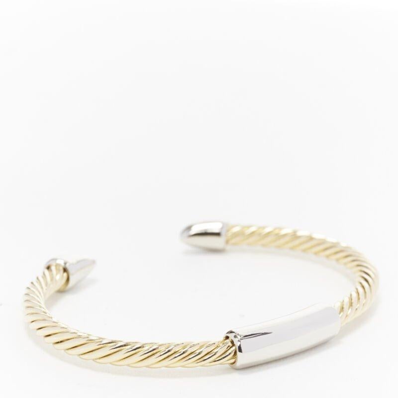 vintage BVLGARI JEWELLERY 18k yellow gold white gold stud twist bangle cuff
Reference: EHKO/A00003
Brand: Bulgari
Material: Yellow Gold
Color: Gold, Silver
Pattern: Solid
Extra Details: 18k yellow Italian twist bangle. White gold stud