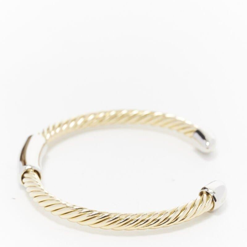 Vintage BVLGARI JEWELLERY 18k yellow gold white gold stud twist bangle cuff For Sale 1