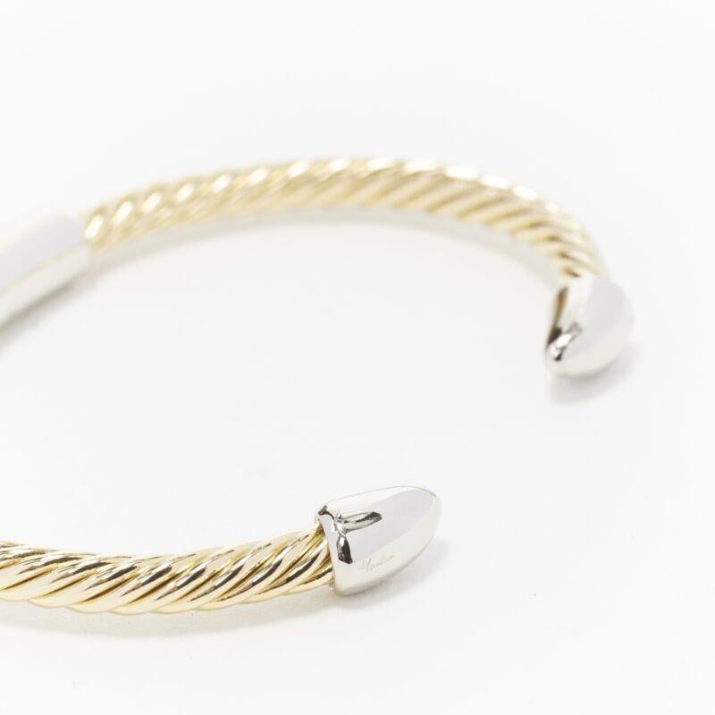 Vintage BVLGARI JEWELLERY 18k yellow gold white gold stud twist bangle cuff For Sale 3