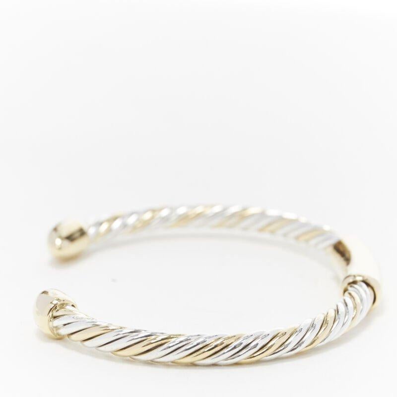 Vintage BVLGARI JEWELLERY 18k yellow white gold twist bangle cuff bracelet In Good Condition For Sale In Hong Kong, NT