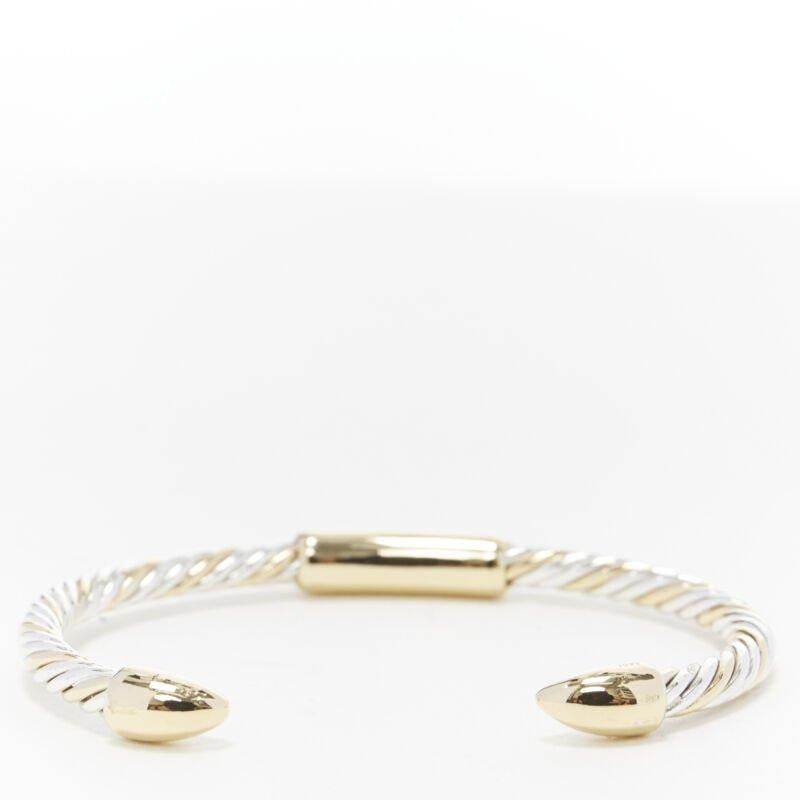 Women's Vintage BVLGARI JEWELLERY 18k yellow white gold twist bangle cuff bracelet For Sale