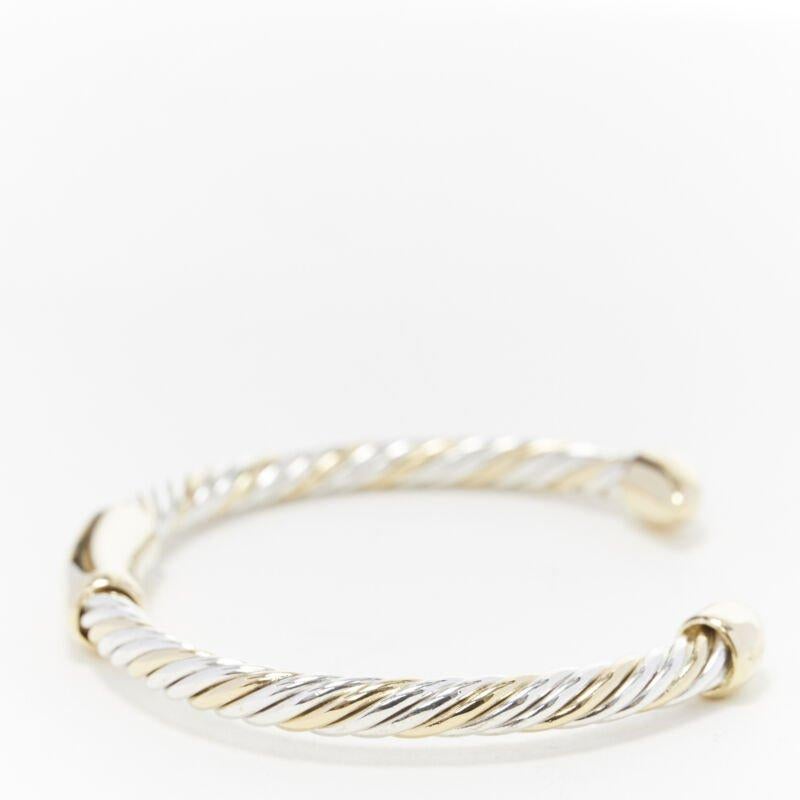 Vintage BVLGARI JEWELLERY 18k yellow white gold twist bangle cuff bracelet For Sale 1