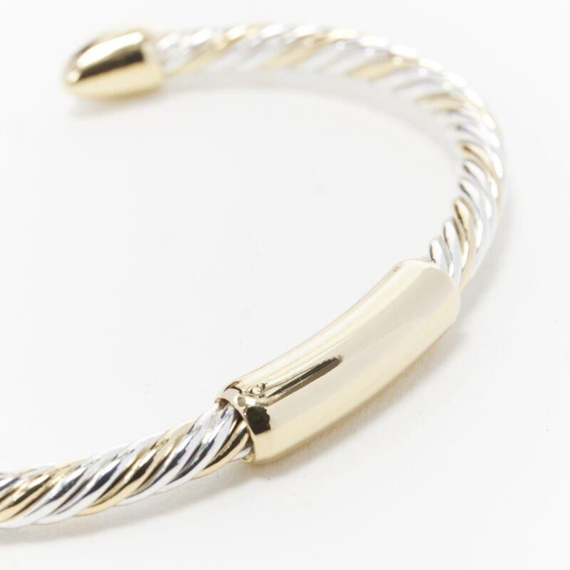 Vintage BVLGARI JEWELLERY 18k yellow white gold twist bangle cuff bracelet For Sale 2