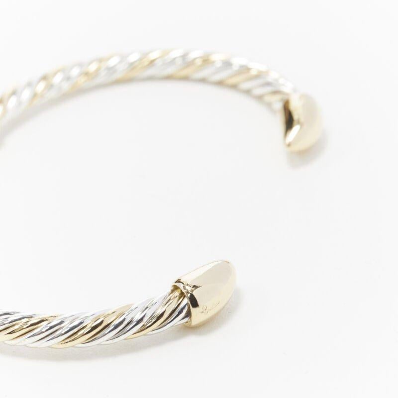 Vintage BVLGARI JEWELLERY 18k yellow white gold twist bangle cuff bracelet For Sale 3