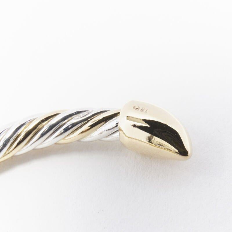Vintage BVLGARI JEWELLERY 18k yellow white gold twist bangle cuff bracelet For Sale 4