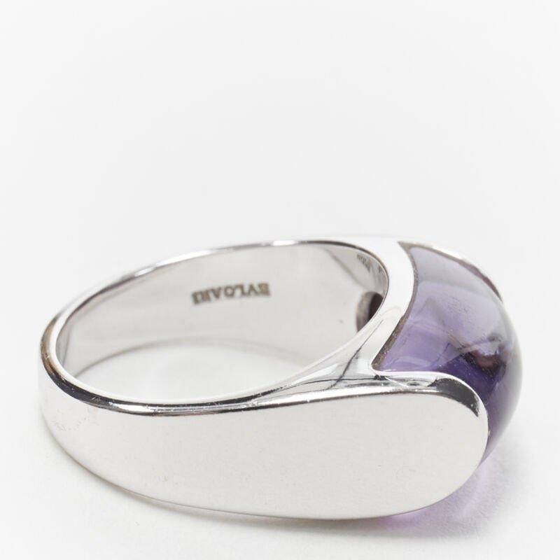 vintage BVLGARI JEWELLERY Anillo curvo de plata con piedra amatista en Bueno estado para la venta en Hong Kong, NT