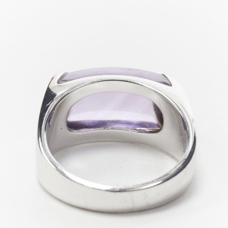 De las mujeres vintage BVLGARI JEWELLERY Anillo curvo de plata con piedra amatista en venta