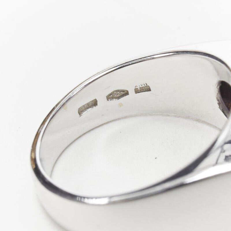 vintage BVLGARI JEWELLERY Anillo curvo de plata con piedra amatista en venta 3