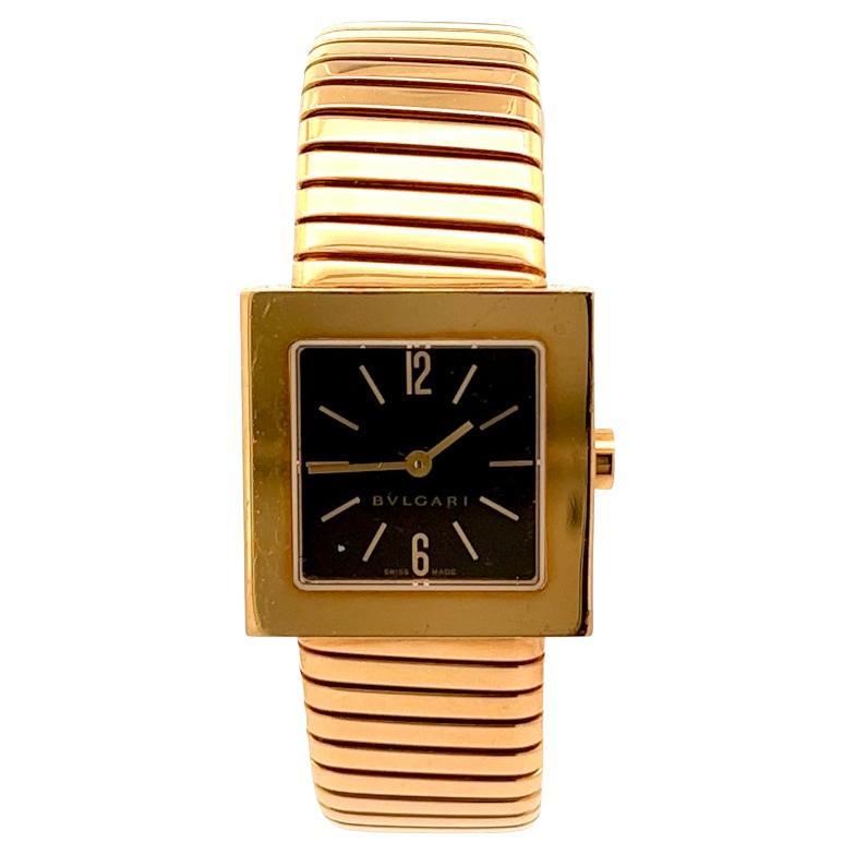 Vintage Bvlgari Ladies Tubogas Quadrato Quartz 18 Karat Yellow Gold Watch