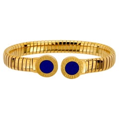 Vintage Bvlgari lapis 18k yellow gold tubogas cuff