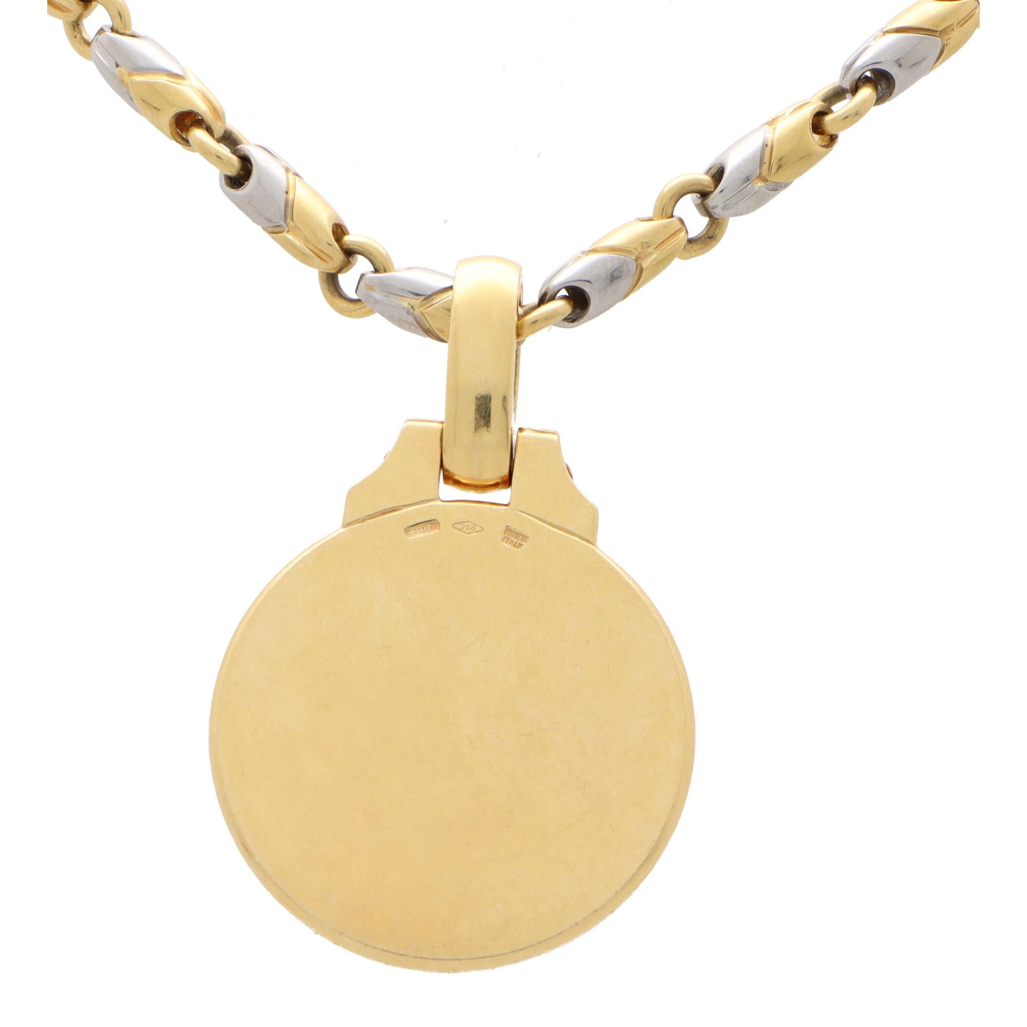 Modern Vintage Bvlgari Leo Zodiac Pendant and Chain in Yellow Gold and Stainless Steel