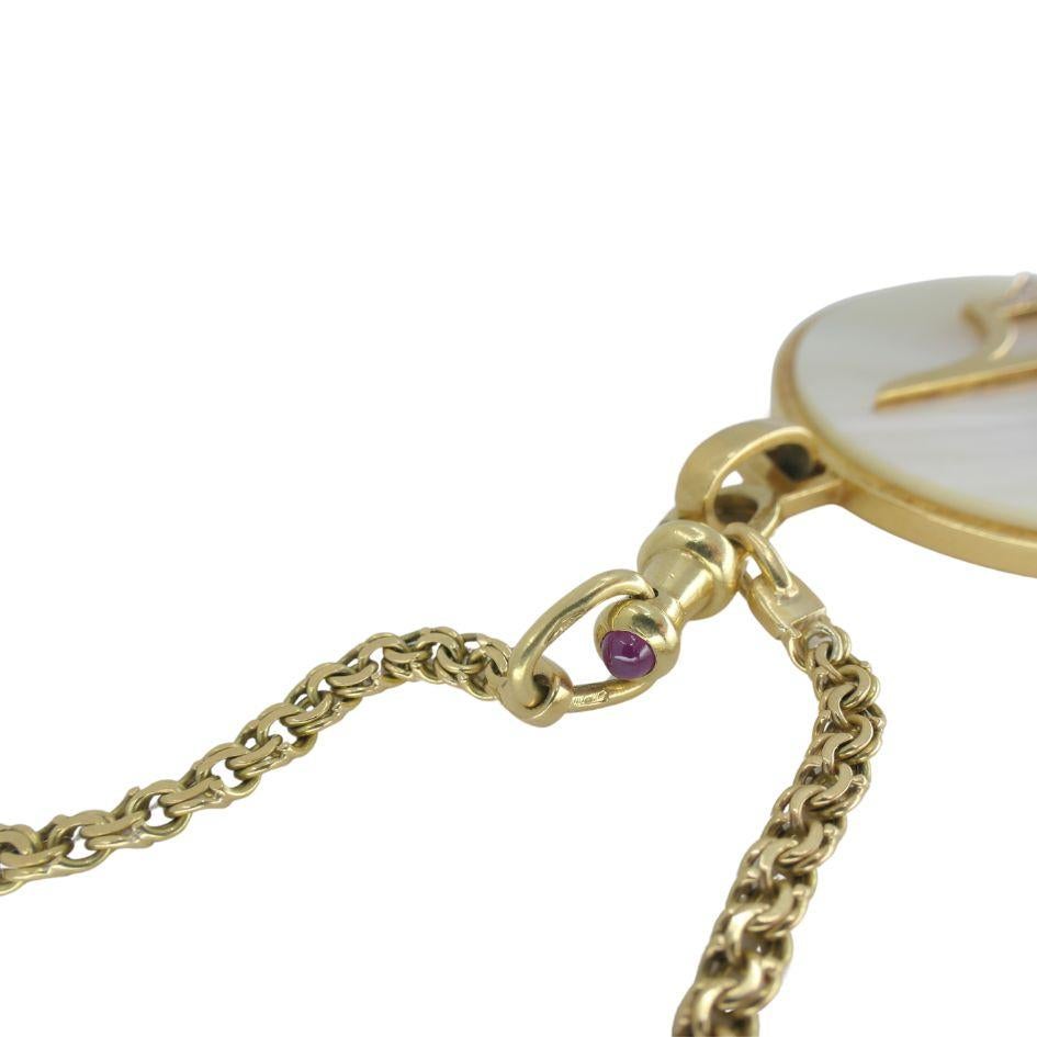 Vintage Bvlgari 18k Gold Mother of Pearl Libra Zodiac Pendant Chain Necklace For Sale 10
