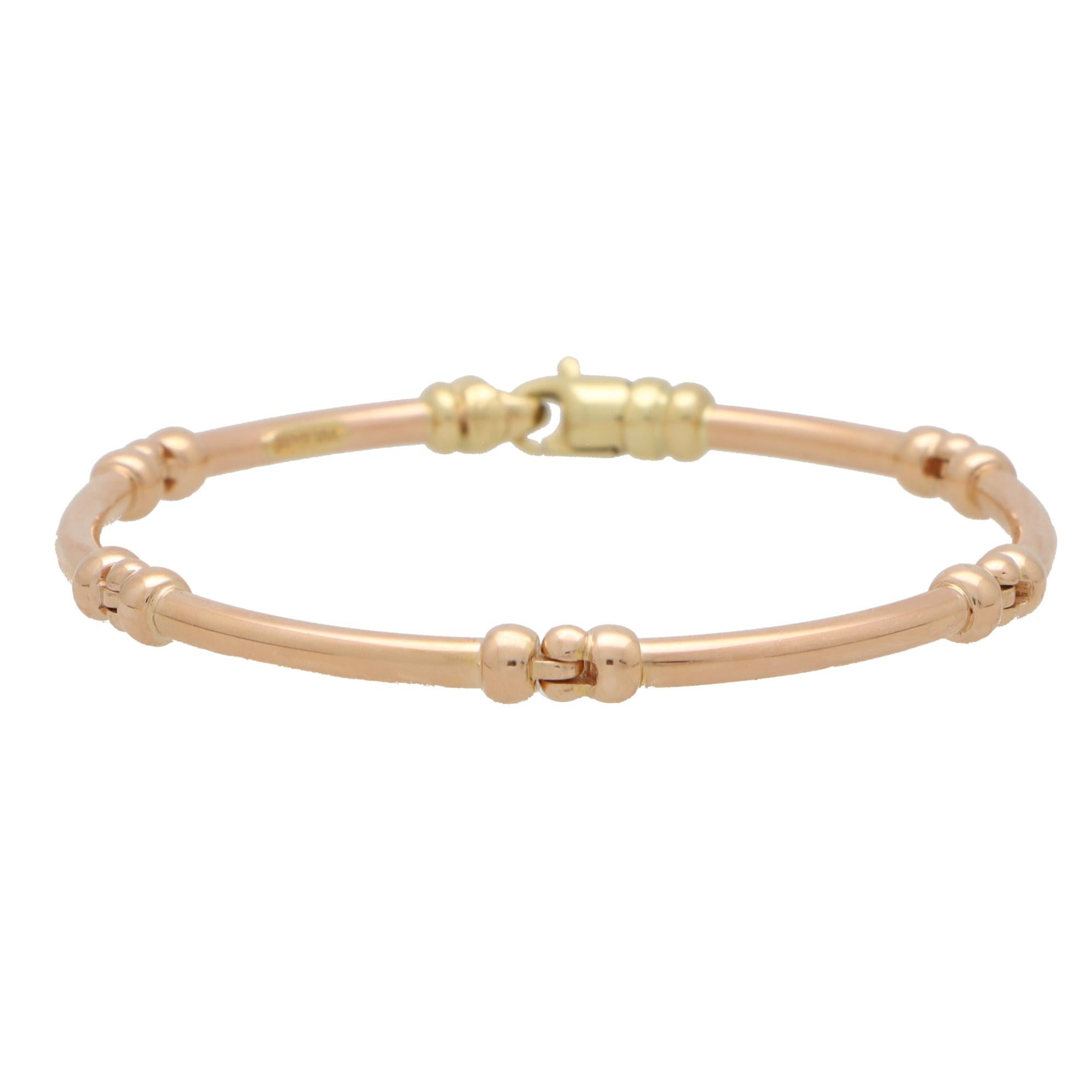 Vintage Bvlgari Link Bracelet in 18k Rose Gold In Excellent Condition In London, GB