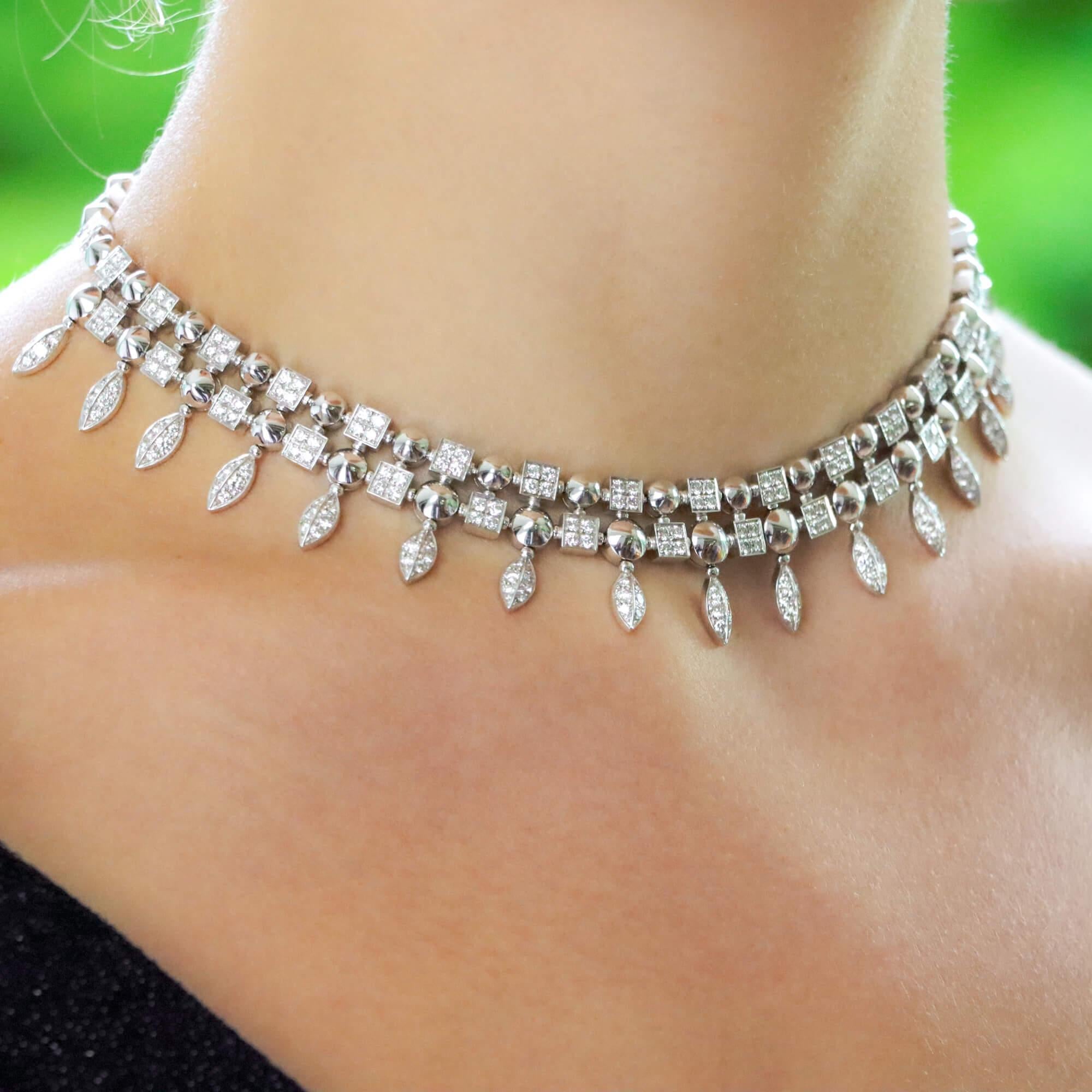 white gold choker necklace with diamond