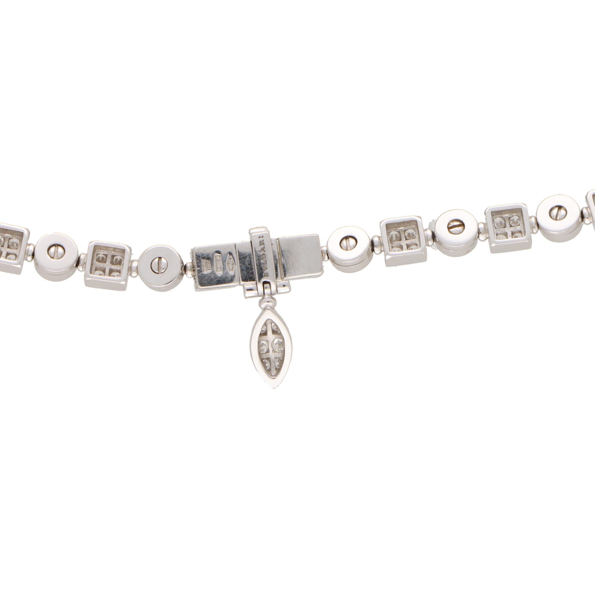 Art Deco Vintage Bvlgari 'Lucea' Diamond Choker Necklace in 18k White Gold For Sale