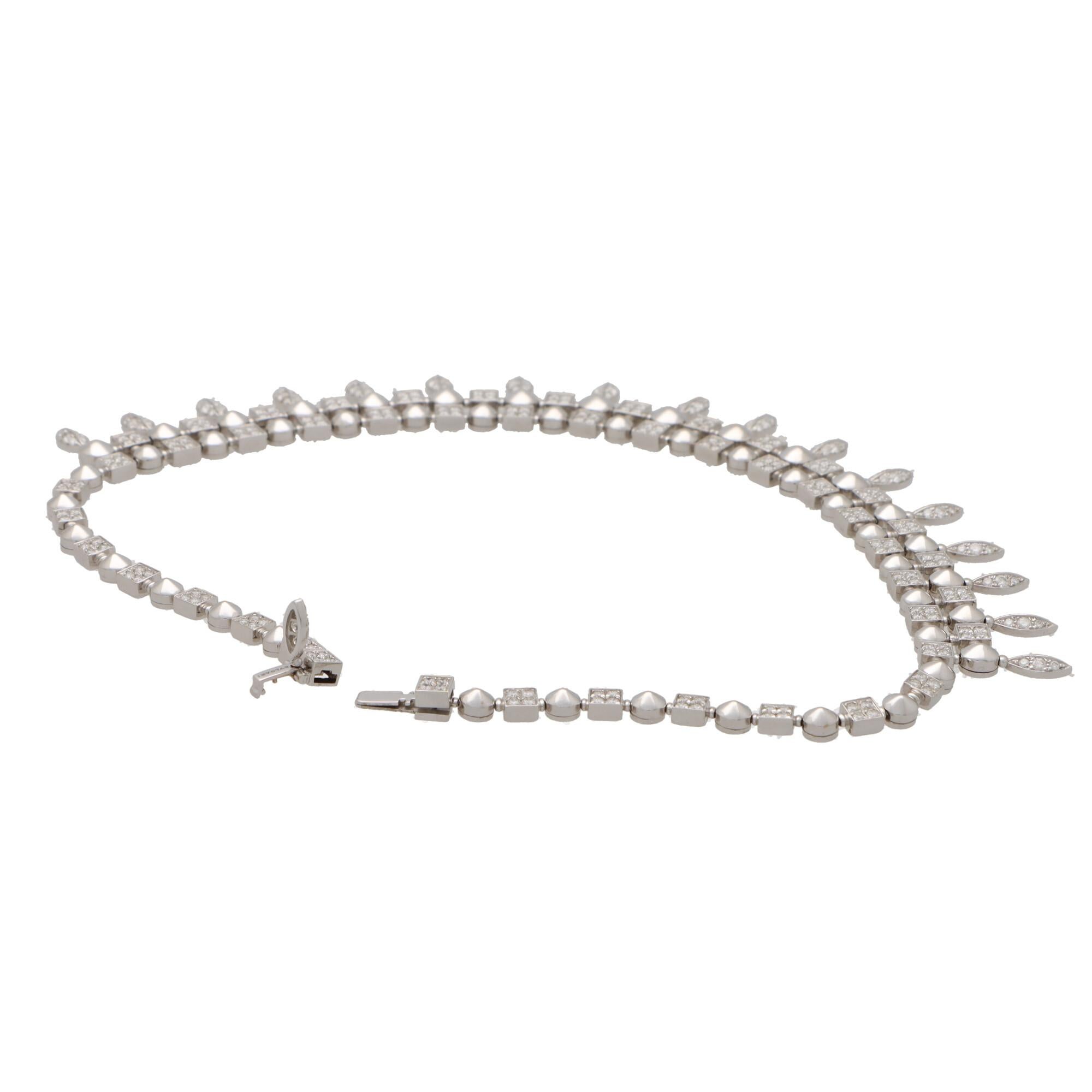 Round Cut Vintage Bvlgari 'Lucea' Diamond Choker Necklace in 18k White Gold For Sale