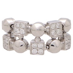 Vintage Bvlgari Lucia Diamond Two Row Ring in 18k White Gold