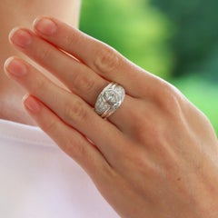 Vintage Bvlgari Marquise Diamond Bombe Cocktail Ring Set in Platinum