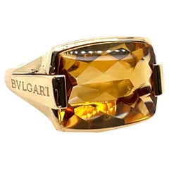 Vintage Bvlgari Metropolis Citrine Ring in Yellow Gold