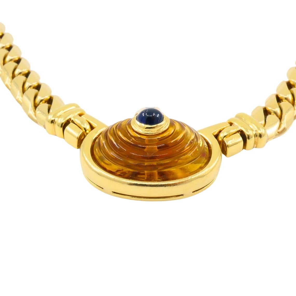 Taglio misto Vintage By Collana Bvlgari Collana a catena d'oro Bulgari con gemme citrine in vendita