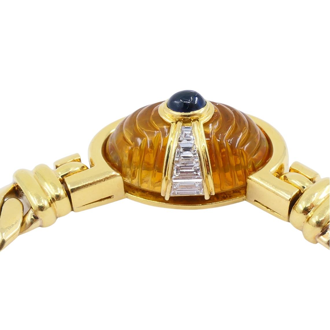 Vintage By Collana Bvlgari Collana a catena d'oro Bulgari con gemme citrine in vendita 2