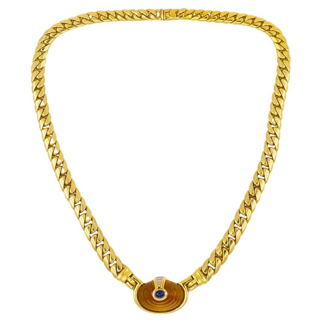 Vintage By Collana Bvlgari Collana a catena d'oro Bulgari con gemme citrine in vendita