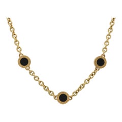 Vintage Bvlgari Onyx Chunky Disc Necklace Set in 18k Yellow Gold