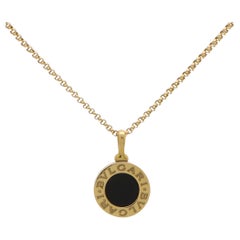 Vintage Bvlgari Onyx Disc Necklace in 18k Yellow Gold