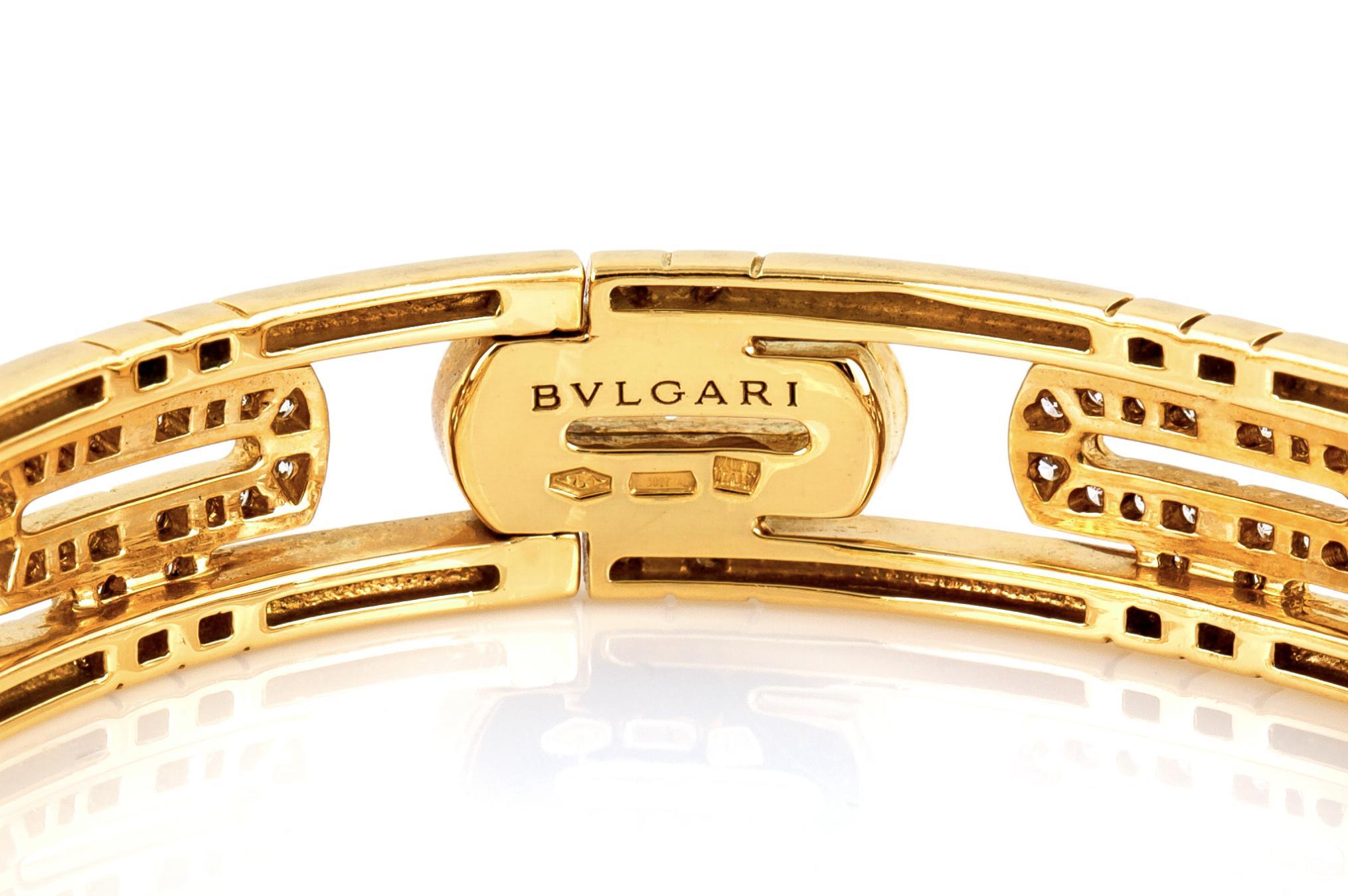 Round Cut Vintage Bvlgari Parentesi Bracelet with Diamonds For Sale