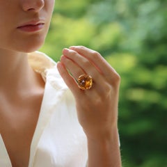 Anello da cocktail d'epoca Bvlgari Parentesi con citrino e diamanti in oro rosa 18 carati