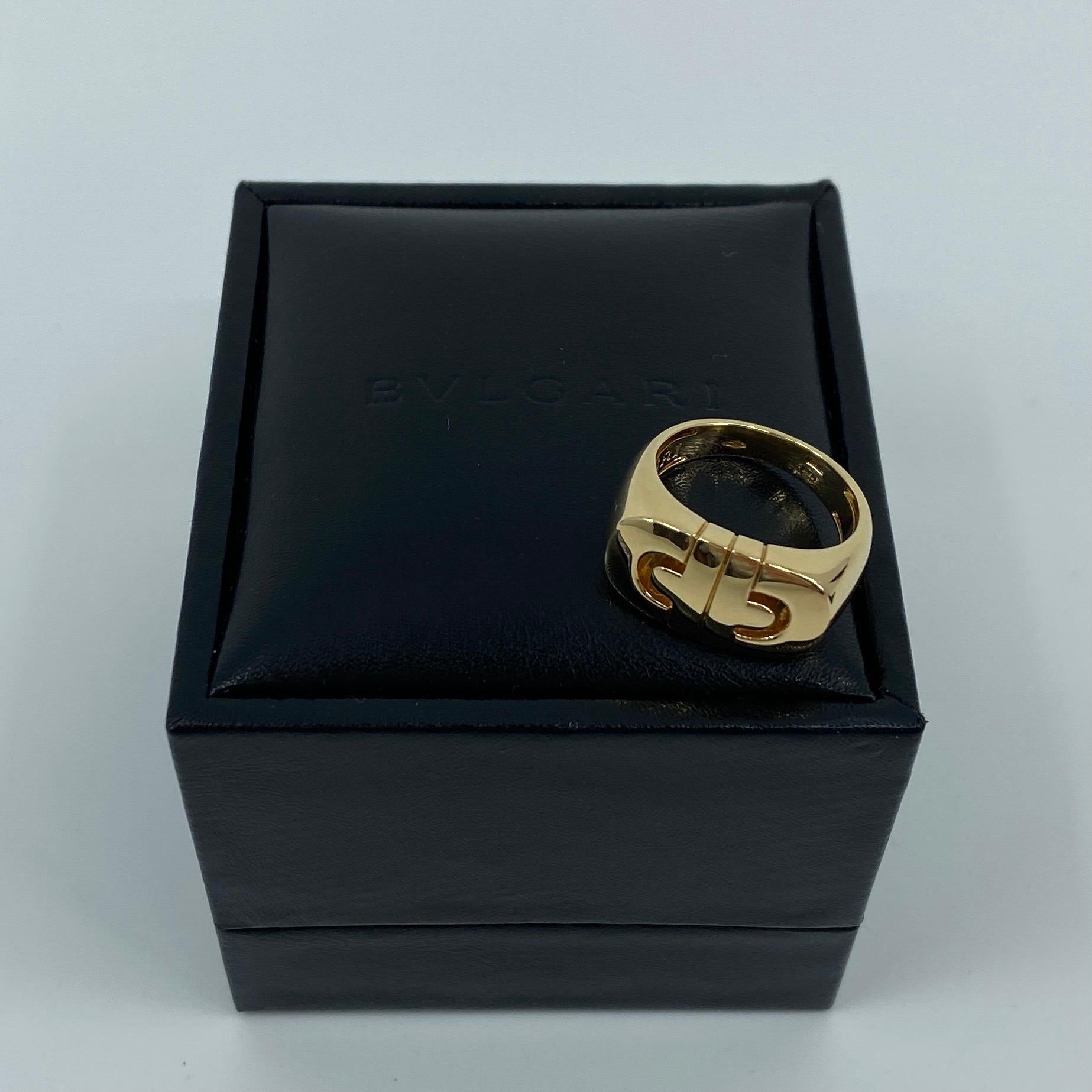 Vintage Bvlgari Parentesi Tubogas 18k Yellow Gold 'Signet Style' Italian Ring 4
